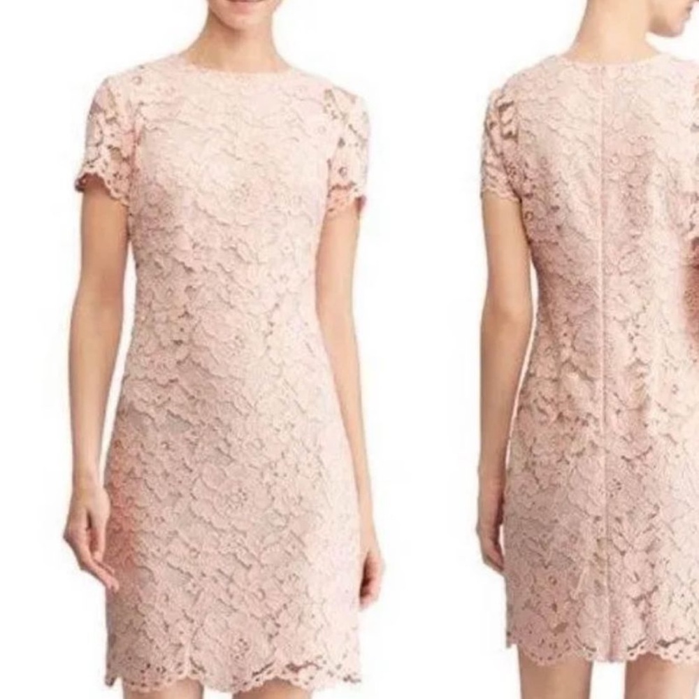 Ralph Lauren Pink Lace Midi Dress in Size 0